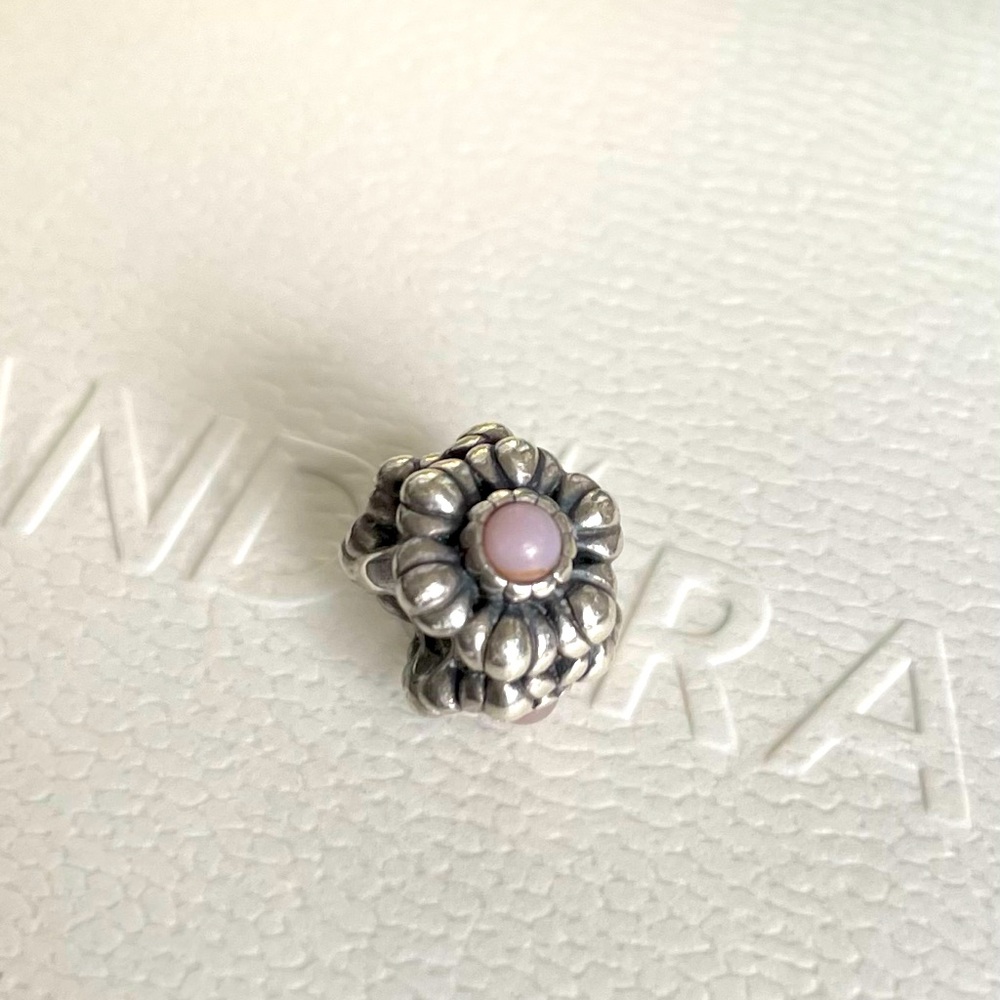 Pandora Birthday Blooms Pink Opal Retired
